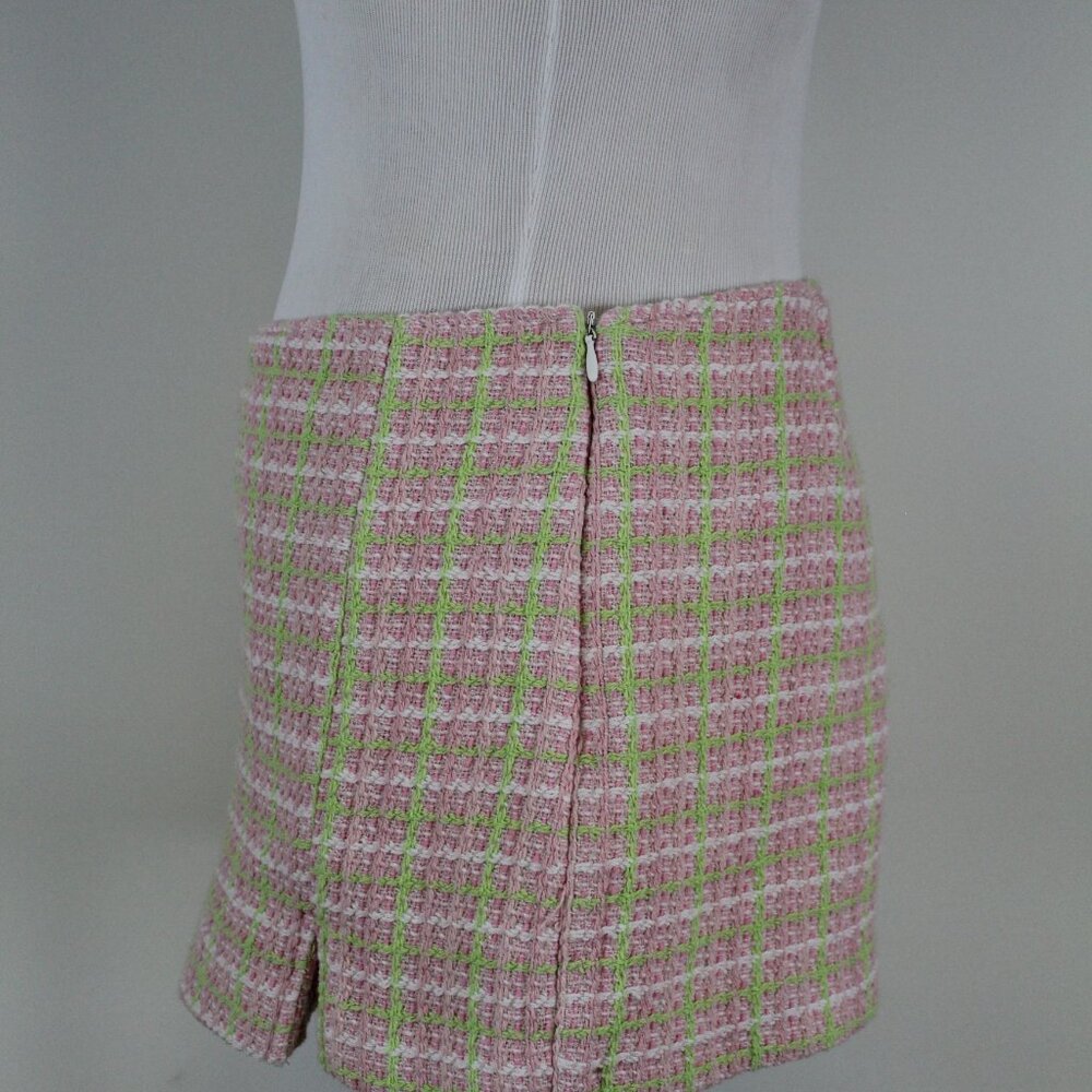 Zara Pink Green Plaid Tweed Skort Mini Skirt Preppy Tennis Style Size M - Picture 4 of 10